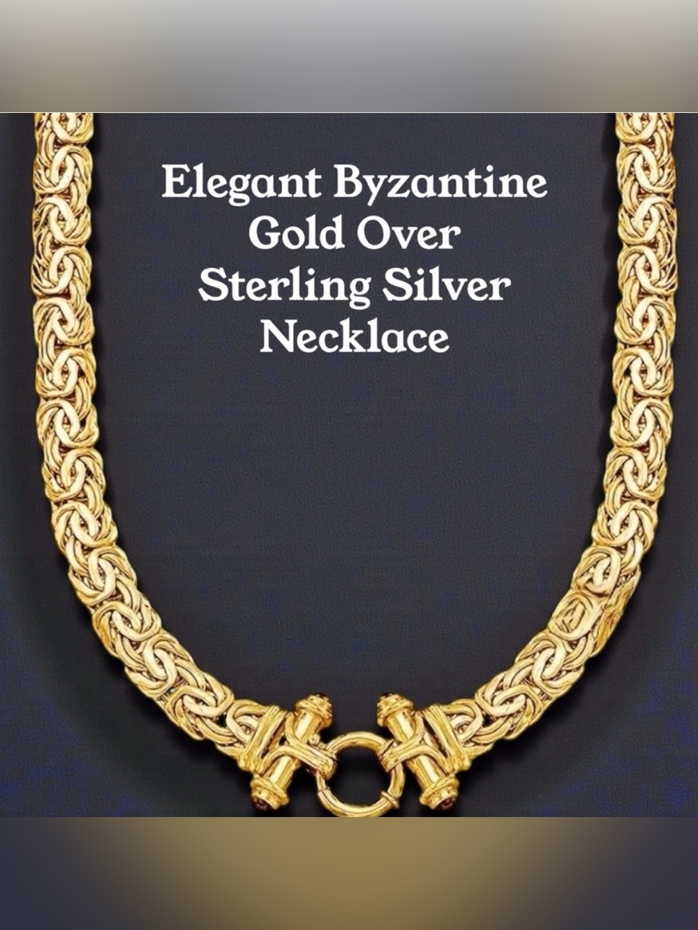 🔥Elegant Gold Over Sterling Silver Byzantine Link Necklace w/ Fashion Clasp 18”